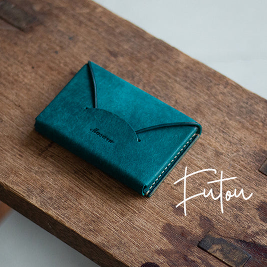 封筒みたいな本革の名刺入れ「 f u t o u 」ターコイズ